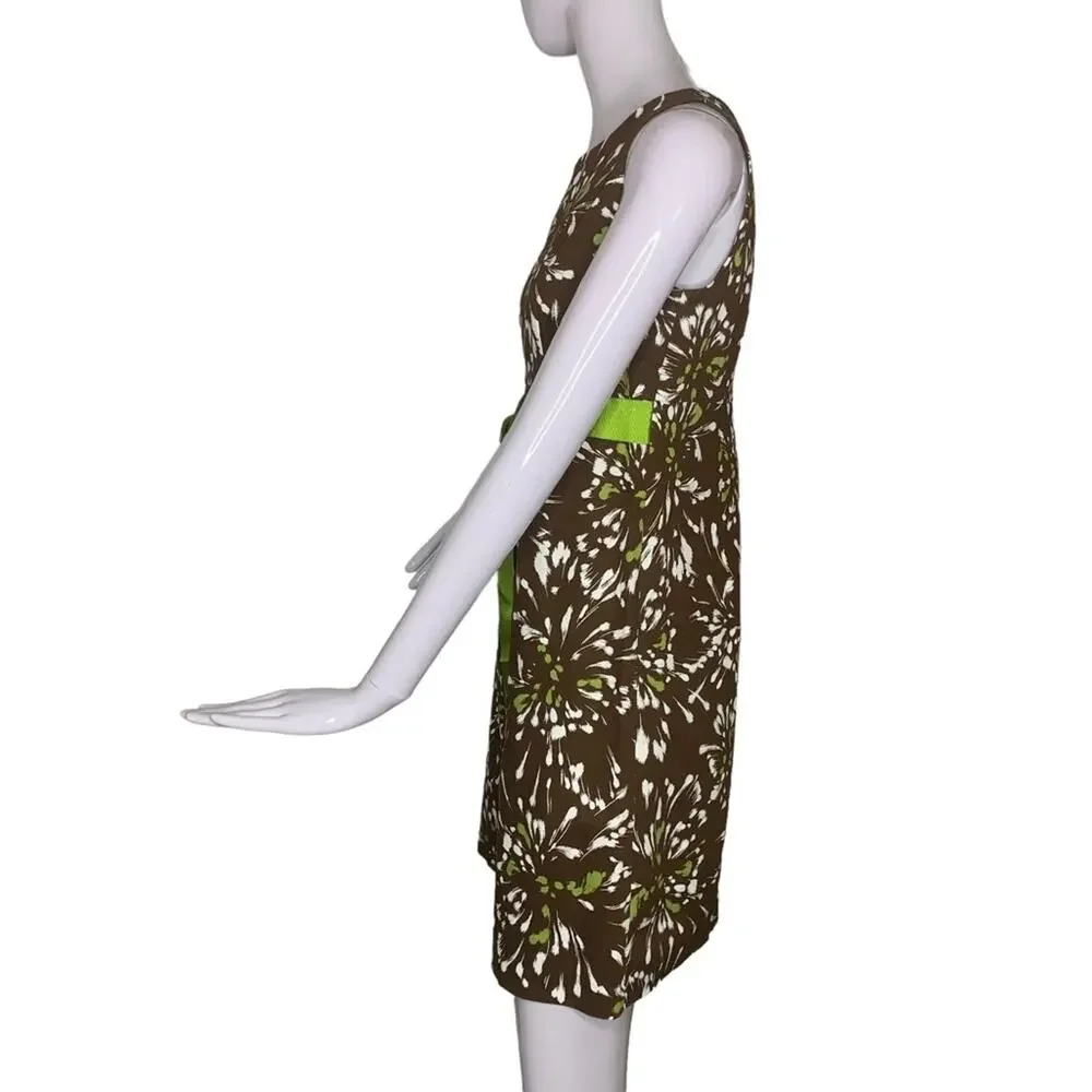 Kim Rogers Bodycon Dress size 8P Brown And Green Floral Print